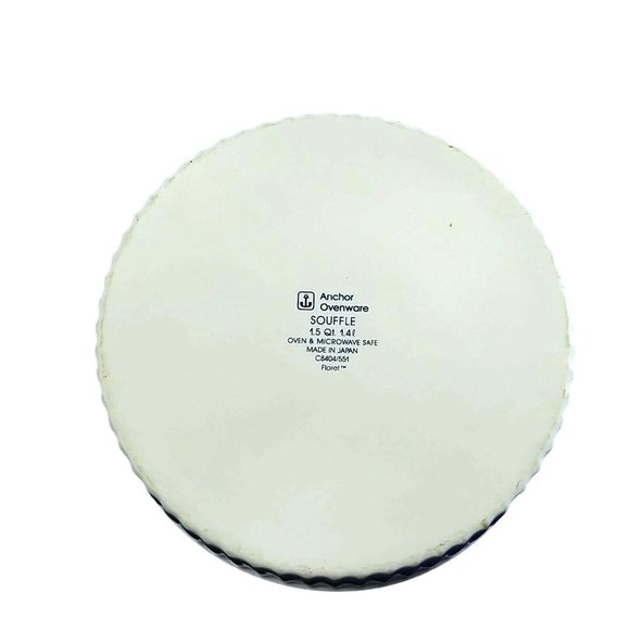 Anchor Hocking Souffle Bowl 1.5 Quart Floret Pattern Vintage Modern Farmhouse - Picture 5 of 7